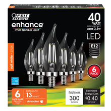 Load image into Gallery viewer, LED Light Bulbs, Candelabra Base, E12, Dimmable, Decorative Chandelier Bulb, Filament Clear Glass, 6 Pack