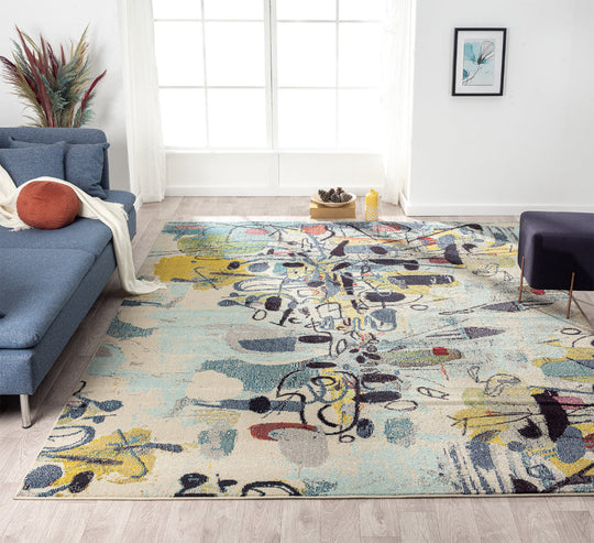 Colorwrks Blues/Yellow/Multi 6 ft. x 9 ft. Area Rugs