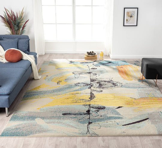Colorwrks Blues x Brushed Yellows 7 ft. 6 in. x 9 ft. 6 in. Area Rugs