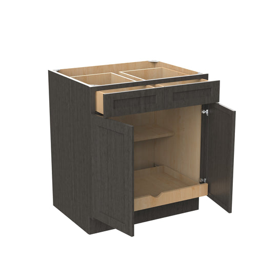 Elegant Smoky Grey - Double Door Base Cabinet | 30"W x 34.5"H x 24"D