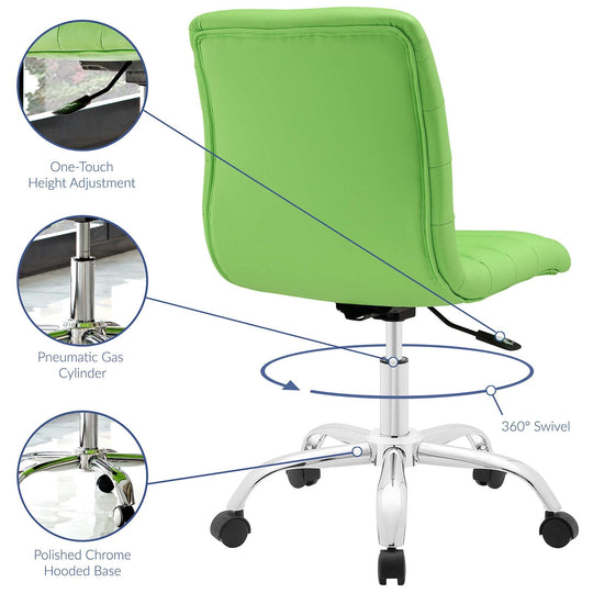 Modway Ripple Armless Mid Back Vinyl Swivel Computer Desk Office Chair - Computer Chair