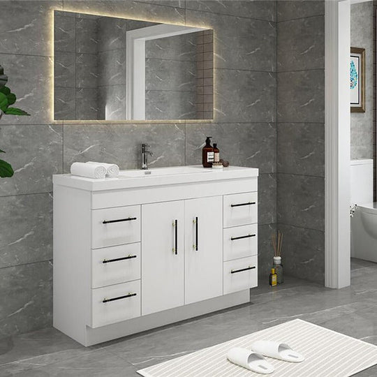 Everest Freestanding Bathroom Vanity with Acrylic Sink, Doors & Drawers