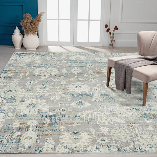 Ethos Gray/Blue 5 ft. 6 in. x 8 ft. 6 in. Area Rug