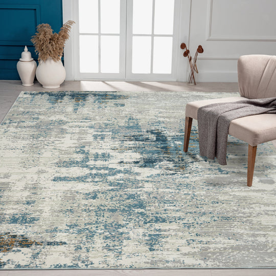 Ethos Blue/Gray 5 ft. 6 in. x 8 ft. 6 in. Area Rug