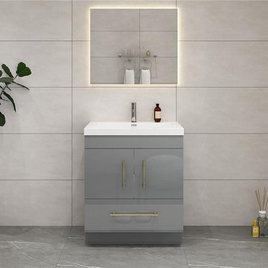 Everest Freestanding Bathroom Vanity with Acrylic Sink, Doors & Drawers