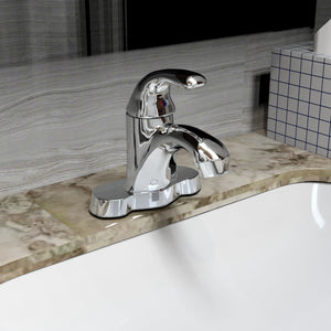4 Inch Single Handle Bathroom Faucet, Plastic Handle in chrome Finish