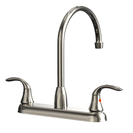 Double Handle Kitchen Faucet With Spray in Bronze