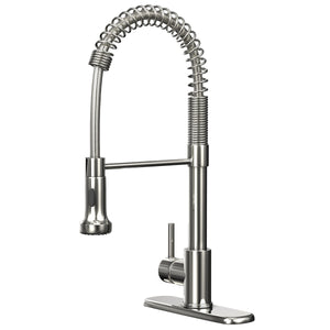 Single Handle Pull-down Sprayer Kitchen Faucet With Dual Mode Switch in Stainless Steel