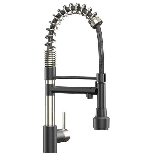 19.29 Inches Single Handle Pull-down Sprayer Kitchen Faucet With Black Plate