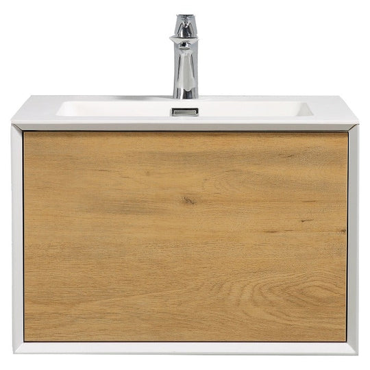 Frescia White Oak Floating / Wall Mounted Bathroom Vanity With Acrylic Sink