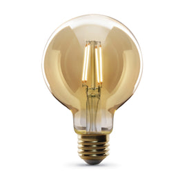 G25 Globe LED Original Vintage Light Bulb, 5 watts, Amber glass, Dimmable, 350 Lumen, 2100K, Decorative Bulb