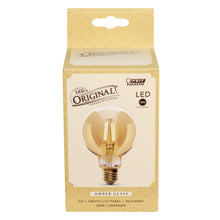 Load image into Gallery viewer, G25 Globe LED Original Vintage Light Bulb, 5 watts, Amber glass, Dimmable, 350 Lumen, 2100K, Decorative Bulb