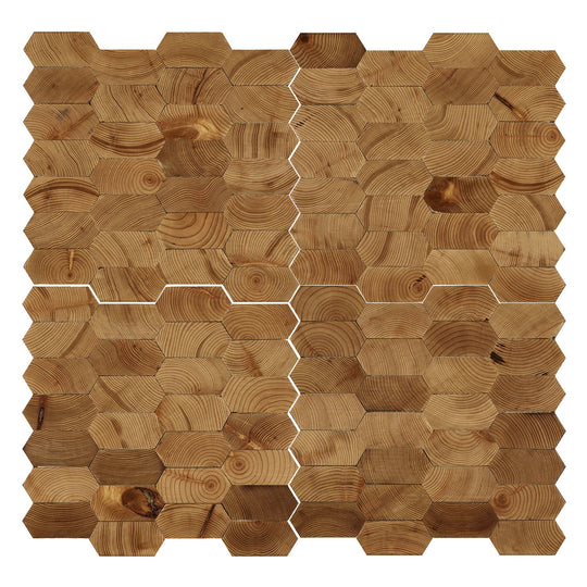 13" x 12" x 0.39 mm Geometrical Honeycomb Wood Mosaic Tile (10.30 sq.ft/ctn)