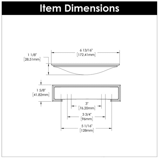 Cup handles 3 Inch, 3-3/4 Inch (96mm) & 5-1/16 Inch (128mm) Center to Center - Hickory Hardware - Dover Collection