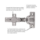 Load image into Gallery viewer, Hidden Cabinet Hinges Full Overlay Frameless Self-Close (2 Hinges/Per Pack) in Polished Nickel - Hickory Hardware