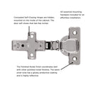 Load image into Gallery viewer, Hidden Hinges for Cabinet Doors Half Overlay Frameless Self-Close (2 Hinges/Per Pack) in Polished Nickel - Hickory Hardware