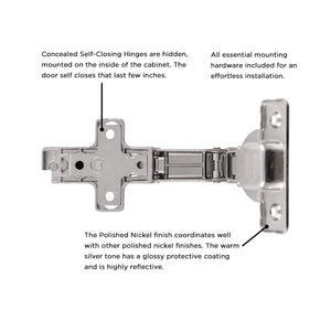 Hinge Concealed Frameless Corner Door Self-Close (2 Hinges/Per Pack) in Polished Nickel - Hickory Hardware