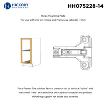 Load image into Gallery viewer, Hinge Concealed Face Frame Self-Close Mounting Plate 1 mm (2 Hinges/Per Pack) in Polished Nickel - Hickory Hardware