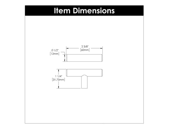 T Bar Cabinet Pulls 2-3/8 Inch X 1/2 Inch - Hickory Hardware