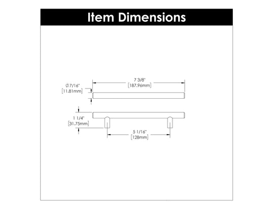 Bar Pull 5-1/16 Inch (128mm) Center to Center - Hickory Hardware