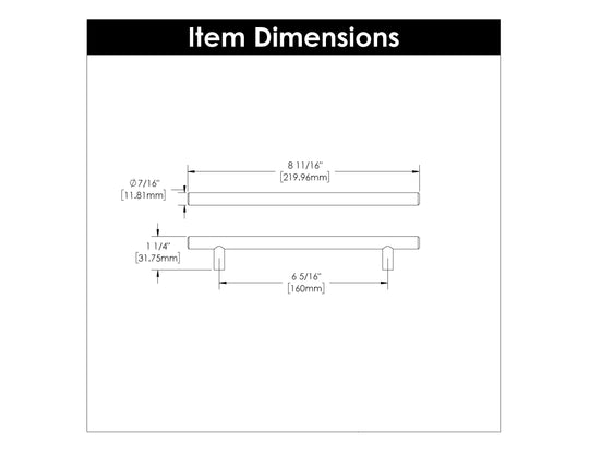 Bar Pull 6-5/16 Inch (160mm) Center to Center - Hickory Hardware