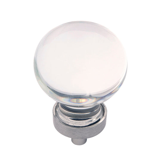 Satin Nickel Knob 1-3/8 Inch Diameter - Crystal Palace Collection