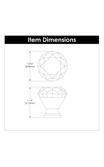 Chrome Knob 1-1/4 Inch Diameter - Crystal Palace Collection