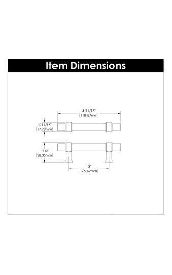 Cabinet Door Handle 3 Inch Center to Center in Polished Nickel - Hickory Hardware