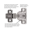 Load image into Gallery viewer, Hinge Concealed 1-3/8 Inch Overlay Face Frame Soft Close (2 Hinges/Per Pack) Polished Nickel - Hickory Hardware
