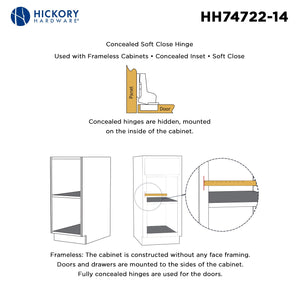 Hinge Concealed Full Inset Frameless Soft Close (2 Hinges/Per Pack) Polished Nickel - Hickory Hardware
