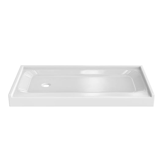 Shower Tray - Left Drain Single Threshold - Acrylic and Fiberglass - 60 X 32 X 5.5