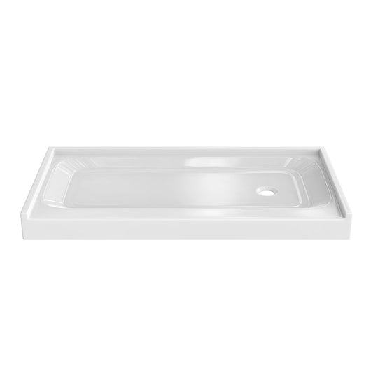 Shower Tray - Right Drain Single Threshold - Acrylic and Fiberglass -  60 X 32 X 5.5