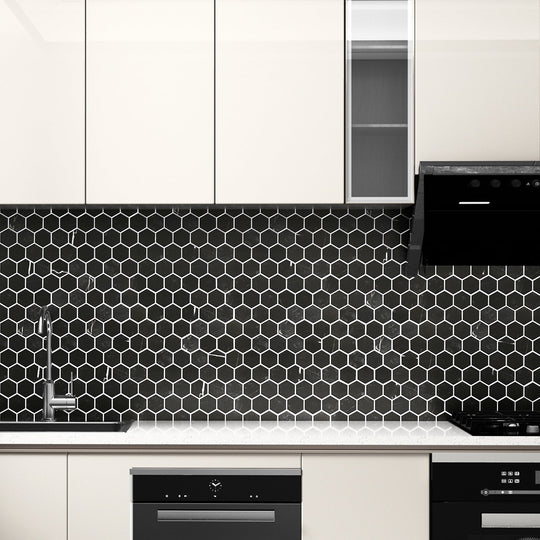 12 X 12 in. Hexagon Nero 2 in. Black Polished Marble Mosaic Tile