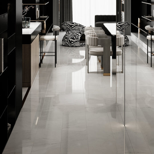 12 X 24 in. Bianco Carrara White Brushed Marble Tile