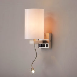 1-Light, Modern Acrylic Shade Wall Sconce, Brushed Nickel Finish, Wall Lighting With LED 1W 1usb+1 Switch+1outlet