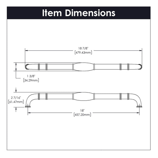 Appliance Pull 18 Inch Center to Center - Hickory Hardware