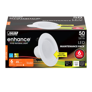 4 Inch LED Recessed Downlight, 7.2 Watts, Standard Base Adapter, 540 Lumens
