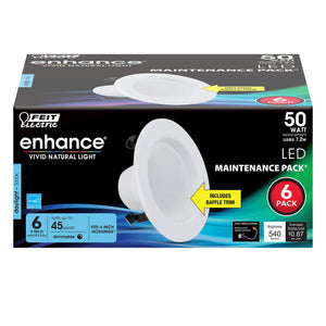 4 Inch LED Recessed Downlight, 7.2 Watts, Standard Base Adapter, 540 Lumens
