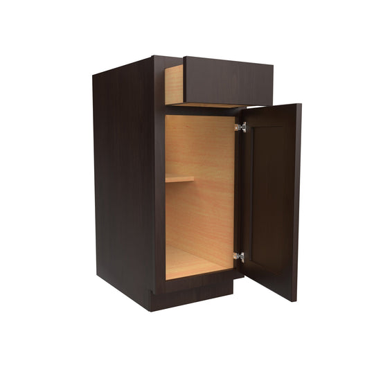 Luxor Espresso - Single Door Base Cabinet | 15"W x 34.5"H x 24"D