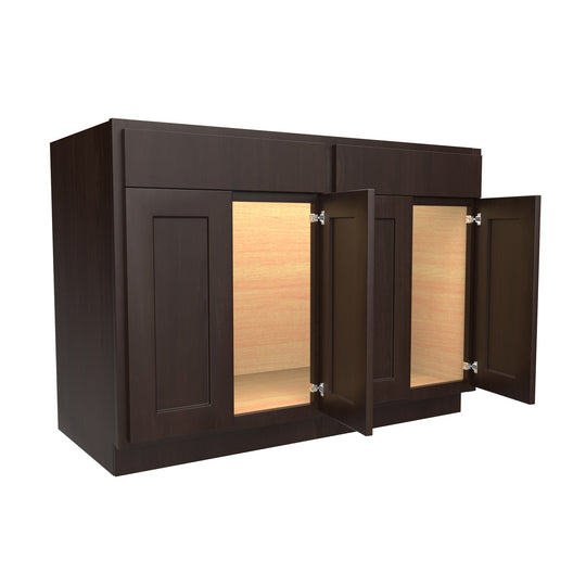 Sink Base Cabinet | 48"W x 34.5"H x 24"D | RTA Luxor Espresso