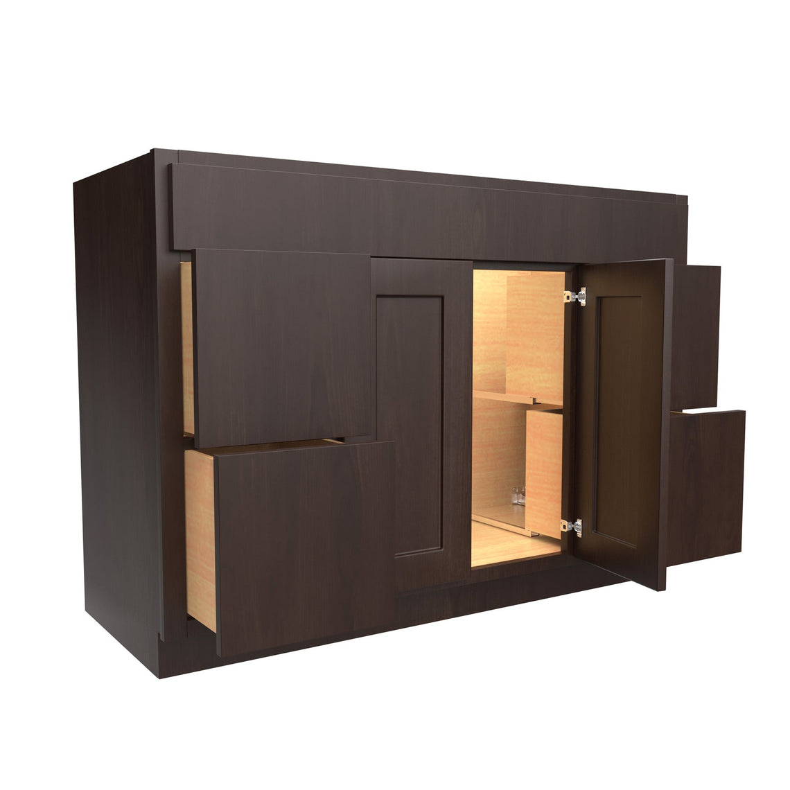 Luxor Espresso - 2 Door & Drawer Vanity Sink Base Cabinet | 48
