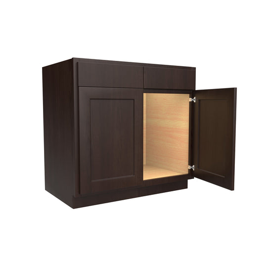 Sink Base Cabinet | 36"W x 34.5"H x 24"D | RTA Luxor Espresso