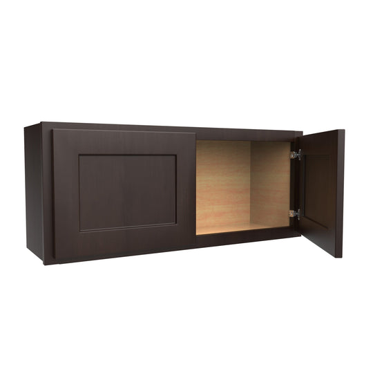 Luxor Espresso - Double Door Wall Cabinet | 36"W x 15"H x 12"D