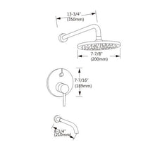 Load image into Gallery viewer, 8 Inch Wall Mounted Rain Shower Faucet Set, Chrome/ Brushed Nickel Finish With Tub Spout