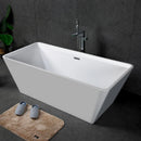 Load image into Gallery viewer, Star 67 In. Rectangular Acrylic Freestanding Soaking Bathtub in Glossy White Chrome-Plated Center Drain &amp; Overflow Cover