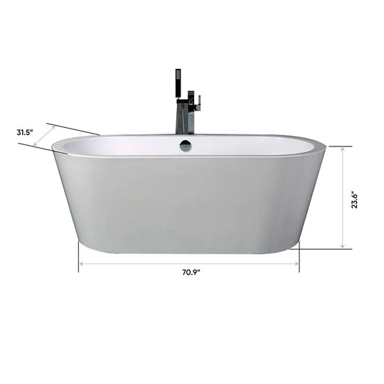 Free Standing Tubs-Spree 71 inch Oval Acrylic Bathtub-cUPC Certified