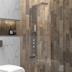 63 In. 2 Jet Shower Panel System  With Fixed Rainfall & Waterfall Shower head, Handheld Shower & Tub Spout, Self-Cleaning & Jet Massage Feature