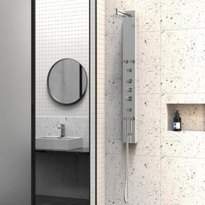 59 In. 6 Jet Stainless Steel Shower panel System With Adjustable Round Rainfall Showerhead, Handheld Shower, Self-Cleaning & Jet Massage Feature