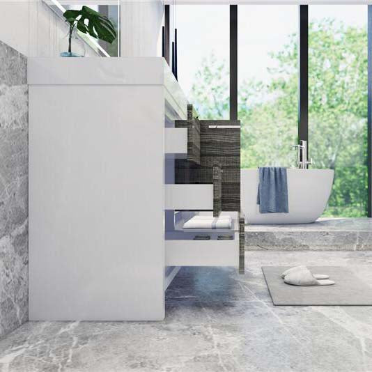 Ashley 42 Inch Freestanding Bathroom Vanity With Reinforced Acrylic Sink, 4 Drawers & 2 Doors