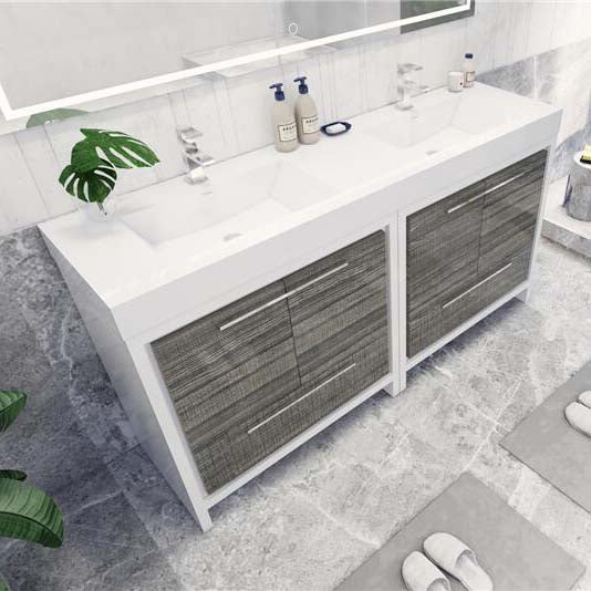 Elegant Ashley Freestanding Bathroom Vanity With Reinforced Double Acrylic Sink, Soft Closing Drawers & Doors